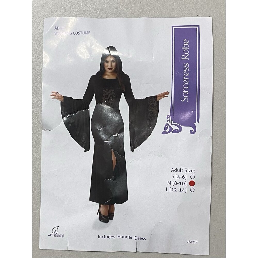 Seasons Sorceress Hooded Robe Size Medium 8-10 Black